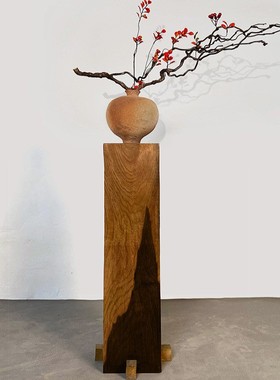 方形木墩原木底座实木墩柱子客厅玄关酒店侘寂风造型摆件香樟木