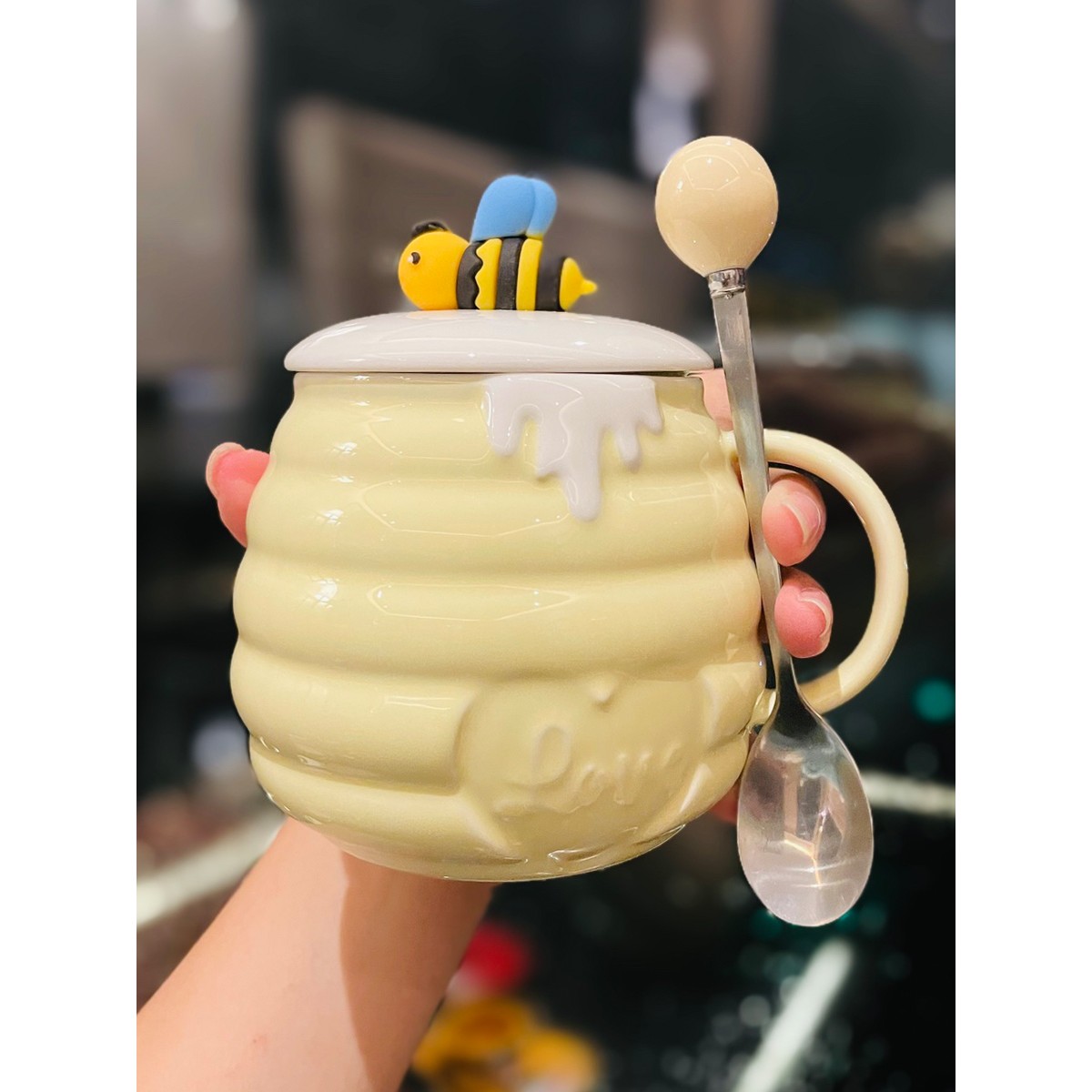 小蜜蜂陶瓷杯带盖勺可爱女生早餐马克杯闺蜜生日礼物水杯咖啡杯子