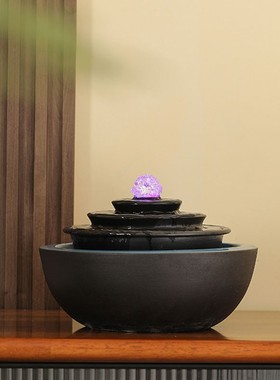 时来运转运球流水摆件循环水小型陶瓷客厅桌面喷泉办公室装饰送礼