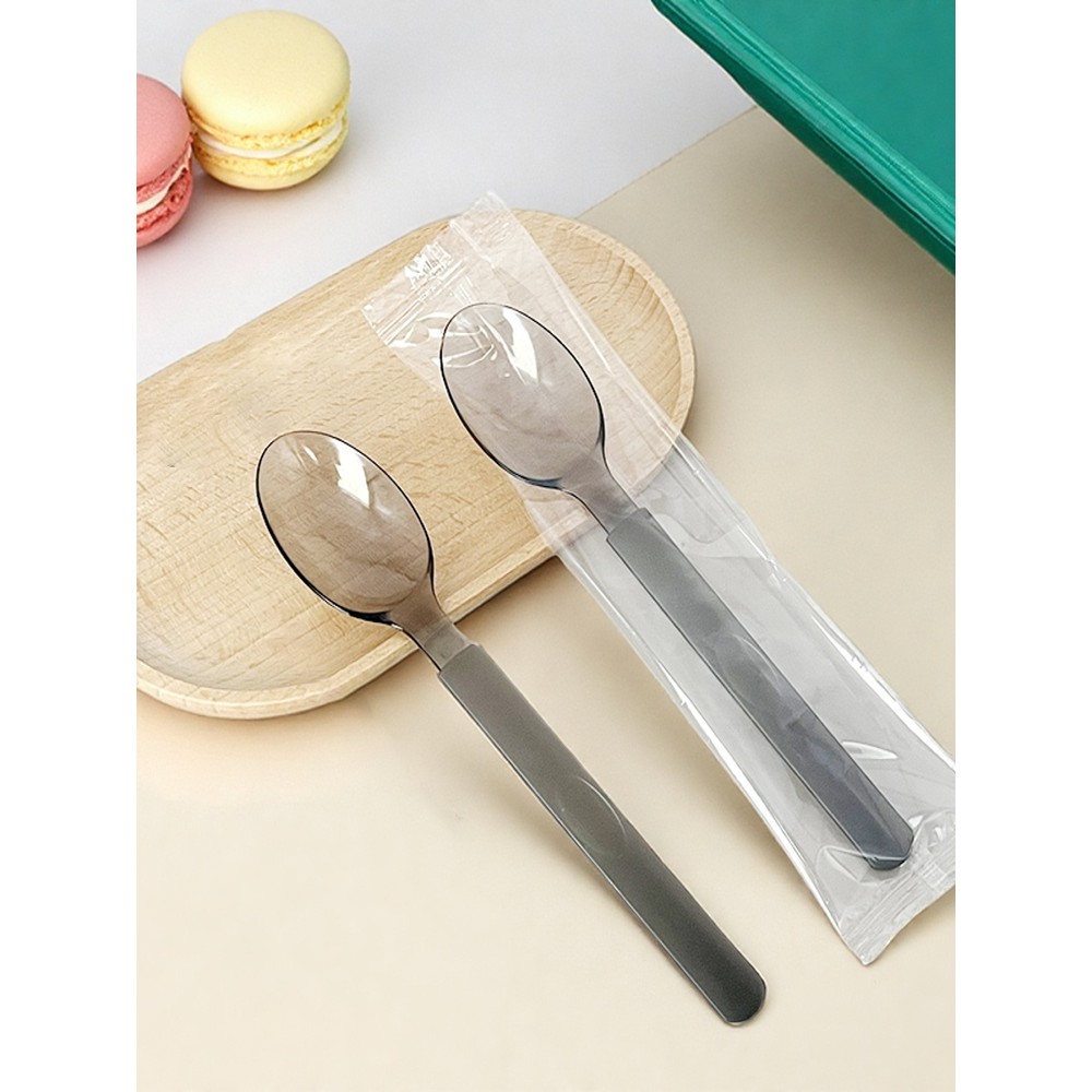 加厚一次性勺子独立包装美式勺奶茶甜品勺餐厅外卖商用长柄拌饭勺