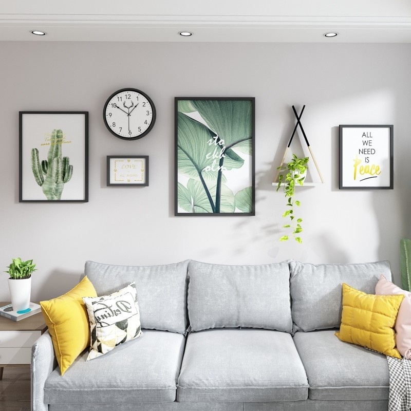 现在简约客厅沙发背景墙面装饰画北欧风格创意挂画组合餐厅墙壁画