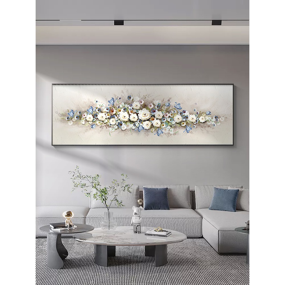 繁花似锦手绘油画客厅挂画沙发背景墙装饰画卧室床头立体肌理壁画