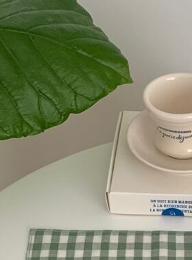 henceforth自制米绿格纹双层餐巾方巾餐垫隔热垫韩式ins装饰盖布