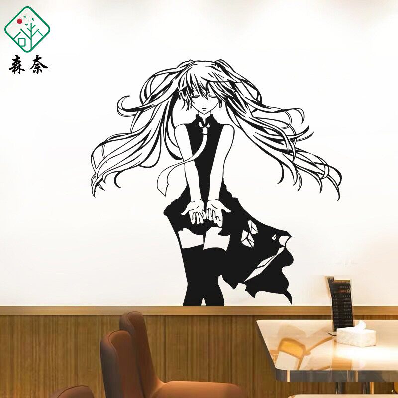 初音未来贴纸卡通动漫男生宿舍卧室背景墙装饰画墙贴画创意贴花纸