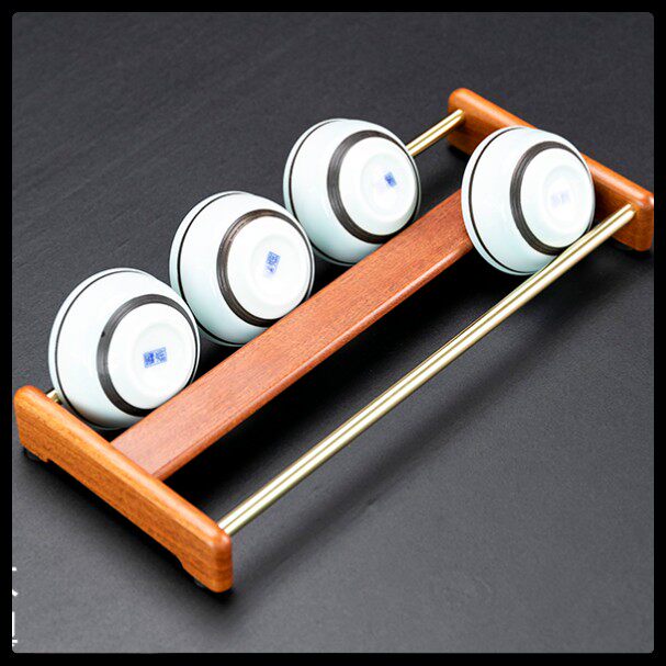 黑檀实木建盏茶杯架子功夫茶具沥水收纳置物架晾杯架杯托茶道配件