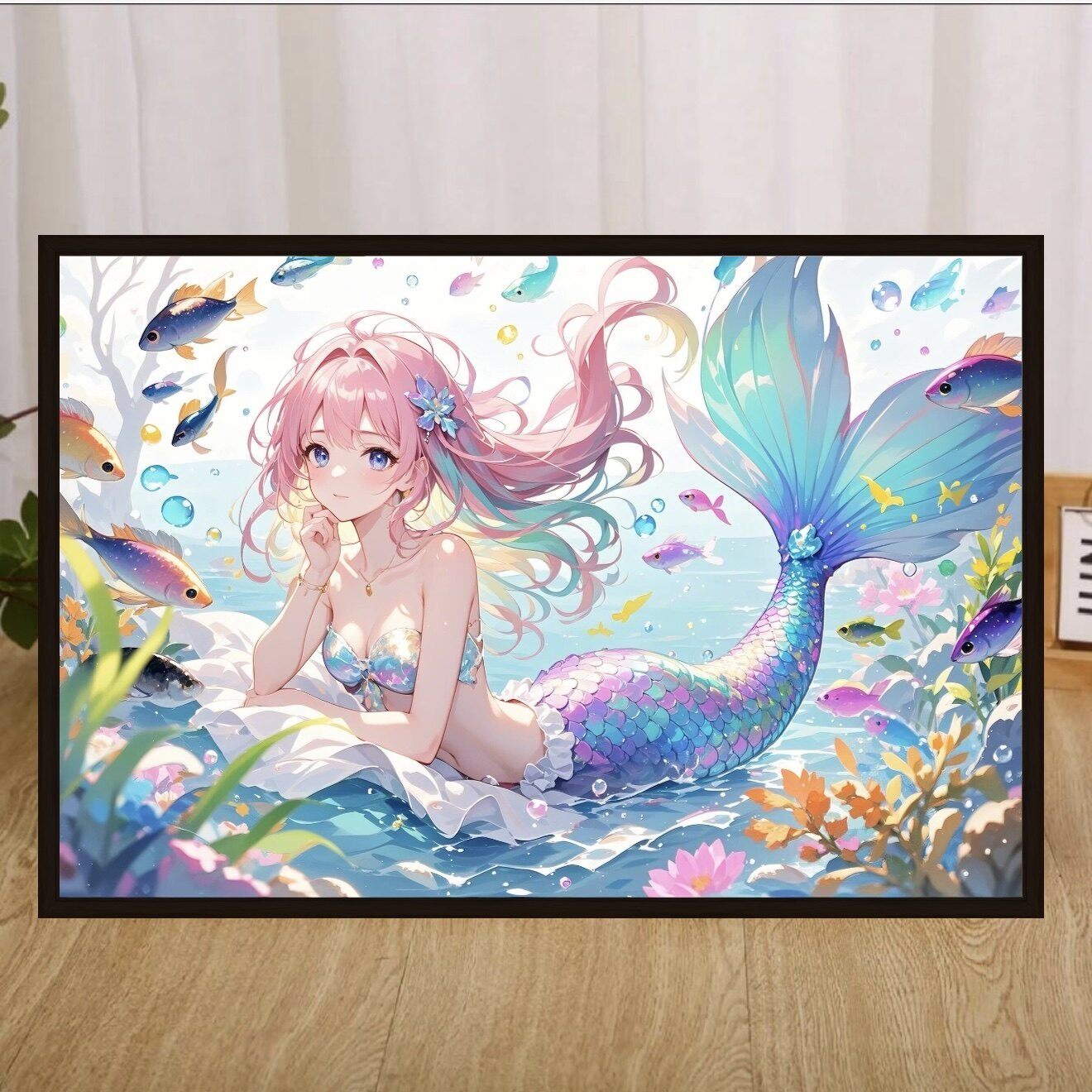 美人鱼拼图儿童玩具120片6-10岁卡通治癒益智生日礼物房间装饰diy