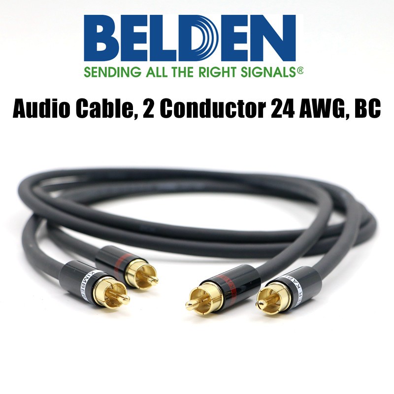 美国BELDEN百通 90%螺旋屏蔽24AWG绞合发烧级RCA音频线音响讯号线