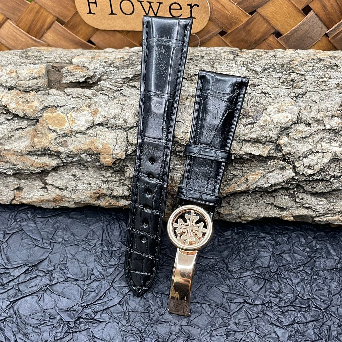 福西达 适配百达翡丽PP5146 5396 5905 5205鳄鱼皮表带灯笼扣20mm