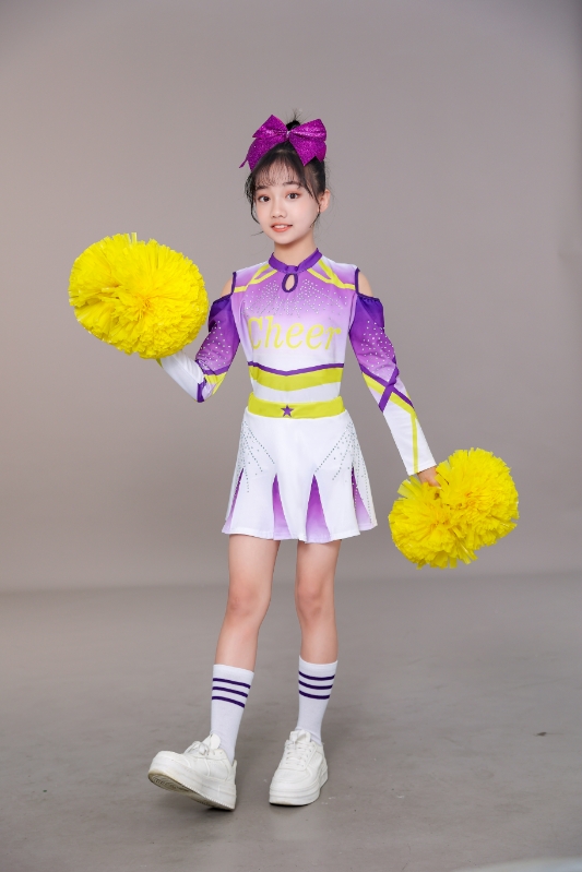 儿童啦啦操演出服长袖新款女童拉拉队表演服舞蹈服竞技赛比赛服
