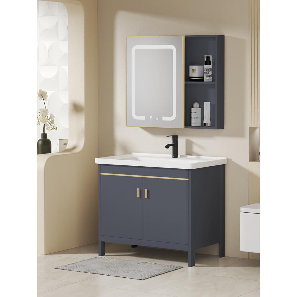 太空铝落地式浴室柜洗手盆柜组合洗脸盆现代简约一体卫生间洗脸盆