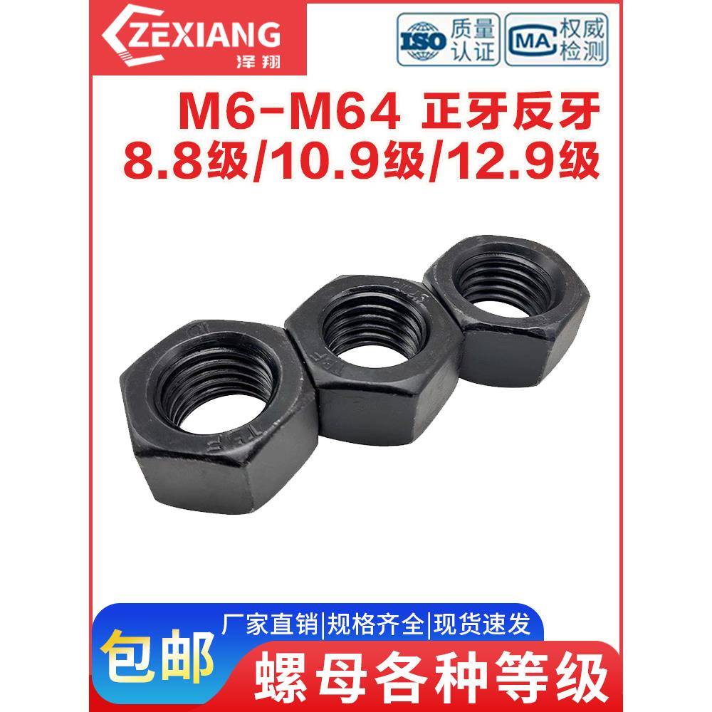 8.8/10.9/12.9级高强度六角螺帽螺丝帽螺母M6M8M10M12M16m20M100