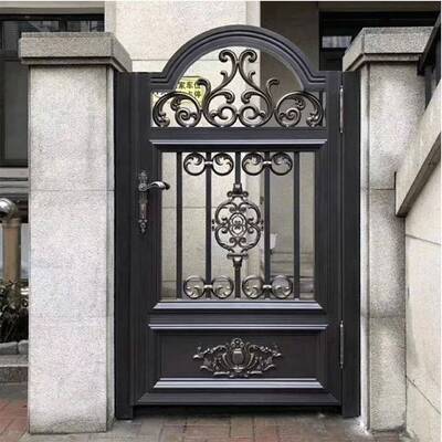 庭院小门别墅花园铝合金栅栏门中式定制大门单开 门电动铝艺门