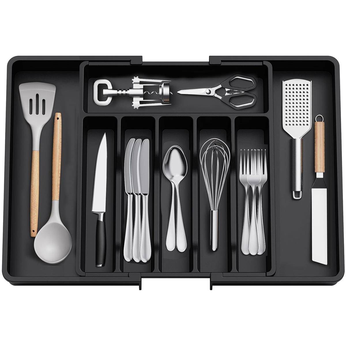 抽屉收纳Expandable Utensil Tray抽屉可扩展餐具托盘刀叉收纳盒