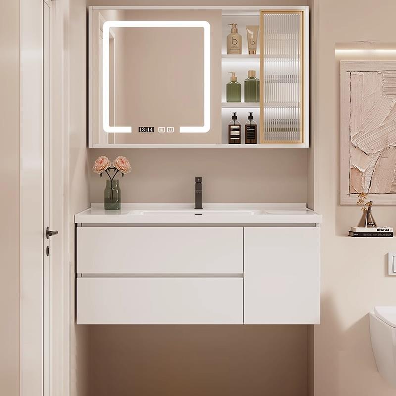 实木浴室柜一体陶瓷洗手盆卫生间洗脸盆池组合2025新款家用洗漱台