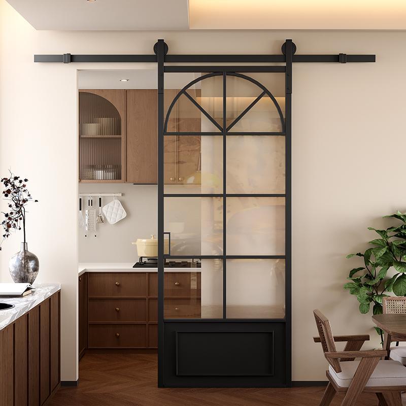 法式复古推拉门简约玻璃门谷仓门厕所卫生间门书房卧室厨房吊轨门