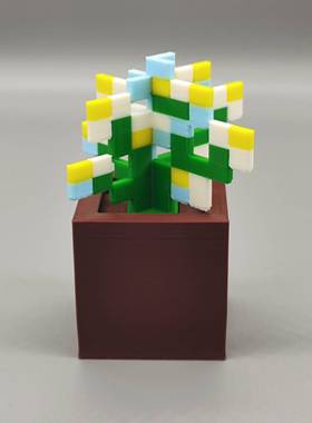 我的世界植物3D打印模型实物居家摆件蓝花美耳草模型马赛克摆件