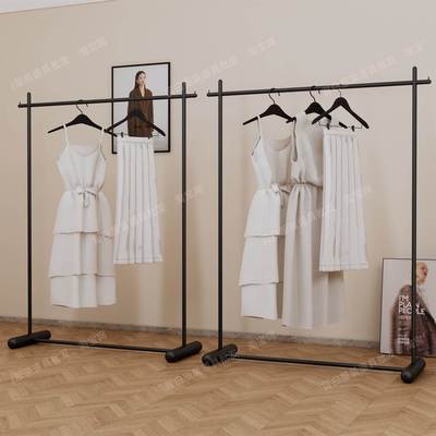 服装店展示架落地挂衣架哑光黑加粗加厚网红落地女装中岛专用货架
