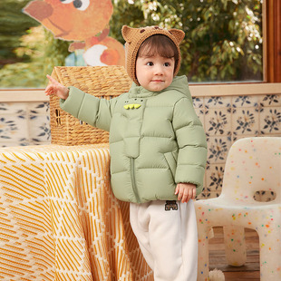 官方旗舰店保姆儿童羽绒服姆鹅男女童新款连帽外套加厚保暖面包服