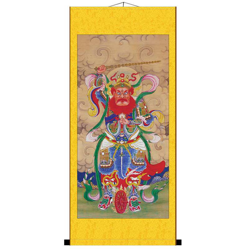 王灵官画像护法尊神像挂画玄关客厅饰画国画丝绸卷轴画
