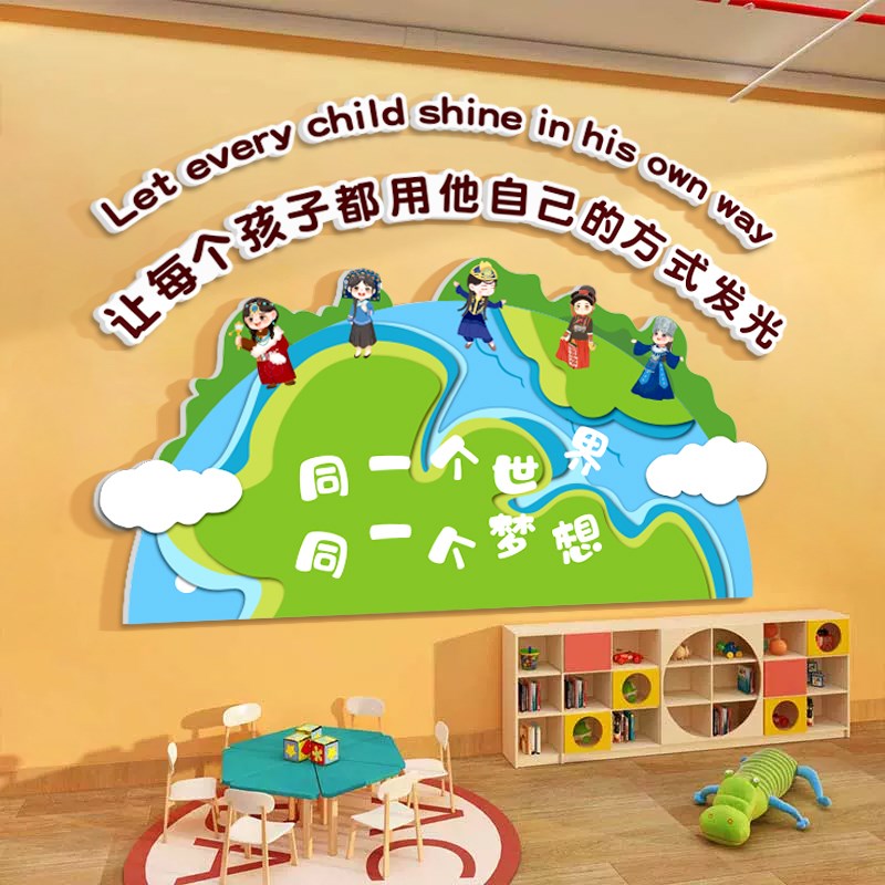 幼儿园环创题墙面成品托管班文化墙贴装饰走廊大厅形象教室布置