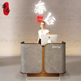 公司前台酒店售楼部接待台会所院水吧台大理石收银台柜台