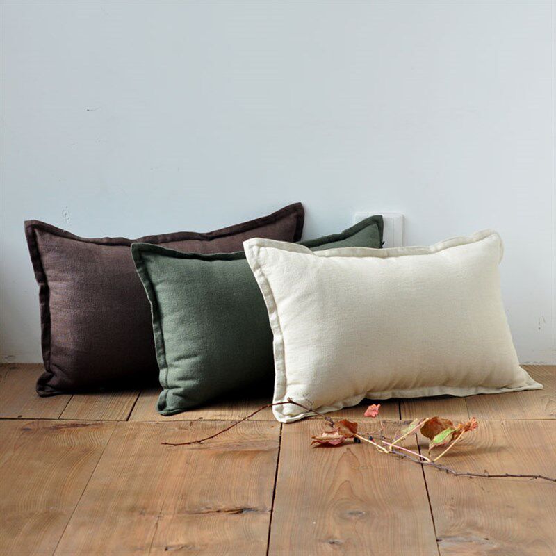 本原亚麻沙发抱枕靠枕靠垫腰枕含芯客厅办公室床头汽车家用