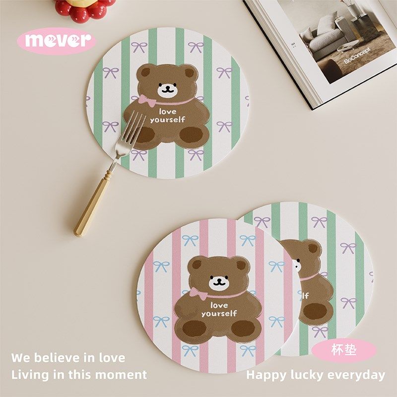 韩式in格子风吸水杯垫皮革餐垫防滑垫家用茶水咖啡机台面隔热垫,居家布艺,餐垫,淘宝优惠券,粉丝福利购,淘宝优惠卷