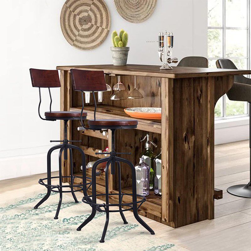 复古工业风铁艺升降实木吧台椅民宿商用创意圆椅奶茶店咖啡厅餐椅,住宅家具,家用高脚椅,淘宝优惠券,粉丝福利购,淘宝优惠卷