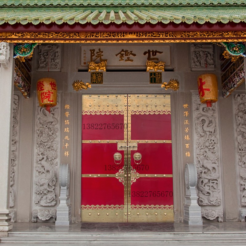 实木木门乡村别墅庭院自建房菠萝格祠堂民宿老式入户大门