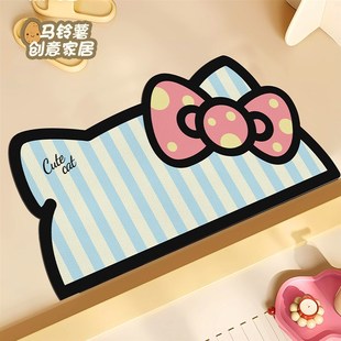 卡通itty猫吸水浴室垫科技皮防滑耐脏地垫淋浴间门口干脚地毯