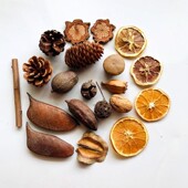 六一松果装 饰松果挂件环手作挂饰木片树叶干干果装