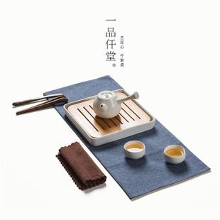 竹制储水日式 陶瓷茶盘家用茶具套装 功夫干泡台迷你小茶台托盘茶海