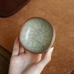 高档品茗杯礼盒装 陶瓷茶杯龙泉手工杯青瓷传世哥窑主人杯单杯中式