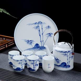 手绘青花瓷茶具套装 景德镇中式 家用陶瓷高档轻奢简约茶杯高级茶壶