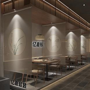 新中式 饰定制 拉卷式 客厅茶室屏风隔断帘电动升降卷帘窗帘遮阳帘装