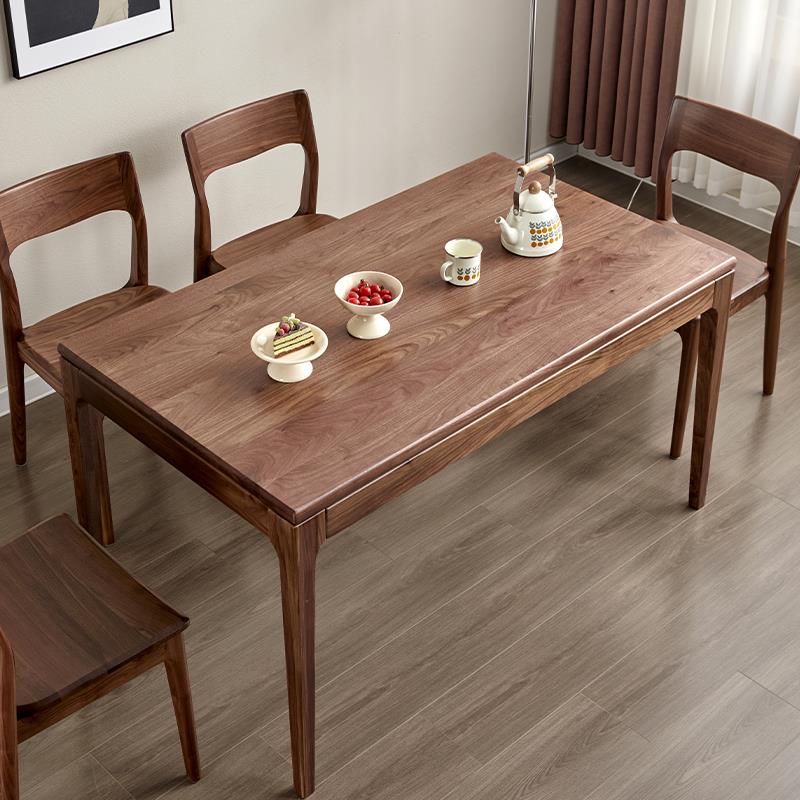 朴愫北美黑胡桃全实木餐桌椅家用北欧日式长方形家具大板书桌木作