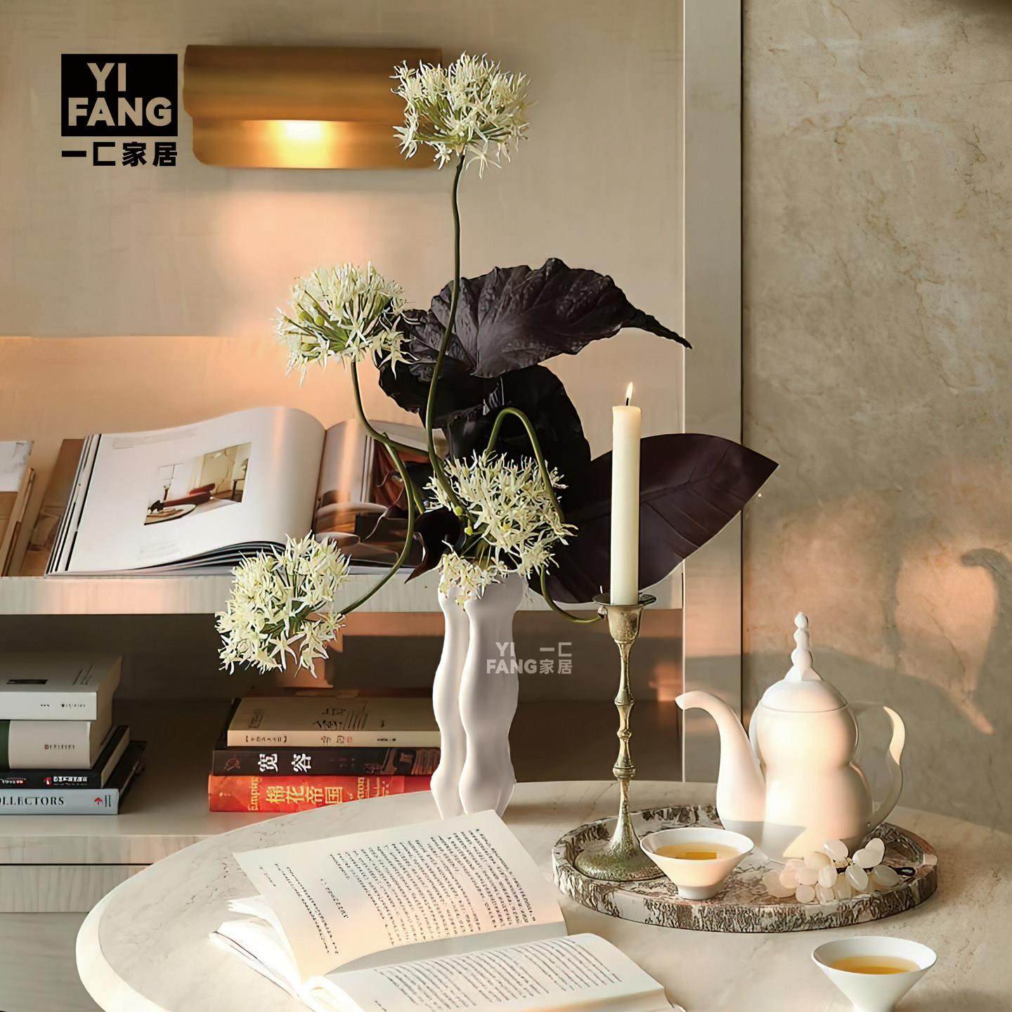 一匚 现代轻奢石大理石托盘烛台咖啡具组合摆件 餐桌餐边柜软装饰,家居饰品,装饰摆件,淘宝优惠券,粉丝福利购,淘宝优惠卷