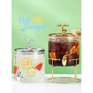 冷水壶玻璃耐高温凉水杯家用大容量带龙头果汁饮料桶凉水壶套装