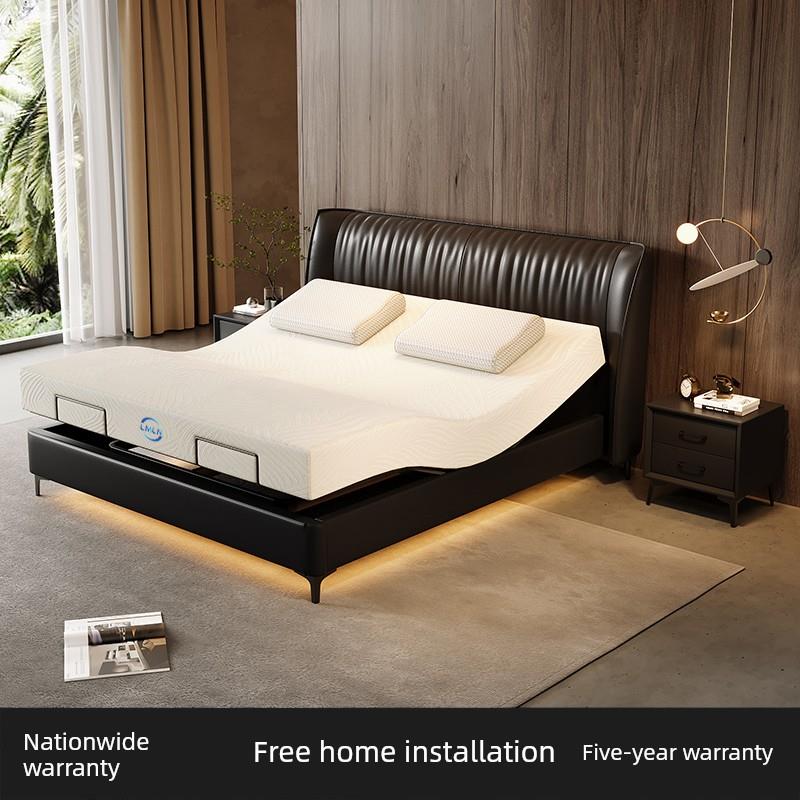 真皮电动智能床多功能一键遥控静音自动升降床轻型豪华悬吊分体式