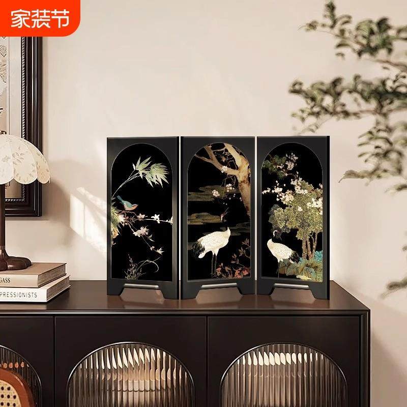 复古风桌面屏风小摆台件装饰画新中式电视柜玄关斗柜摆件可折叠,家居饰品,现代装饰画,淘宝优惠券,粉丝福利购,淘宝优惠卷