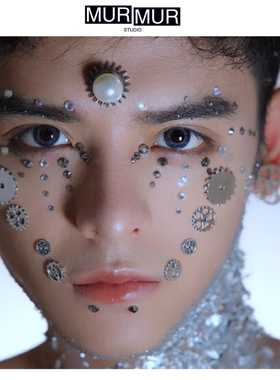 MurMur 赛博朋克齿轮未来创意妆贴脸男女设计感酷妆容DIY配件Y3K