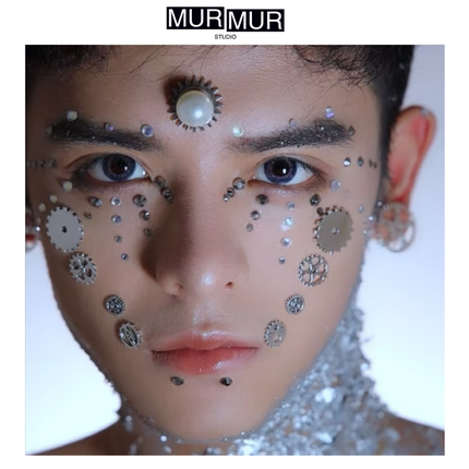 MurMur 赛博朋克齿轮未来创意妆贴脸男女设计感酷妆容DIY配件Y3K