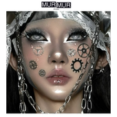 MurMur 赛博朋克修女机械姬创意妆贴脸齿轮未来感妆容DIY配件Y3K