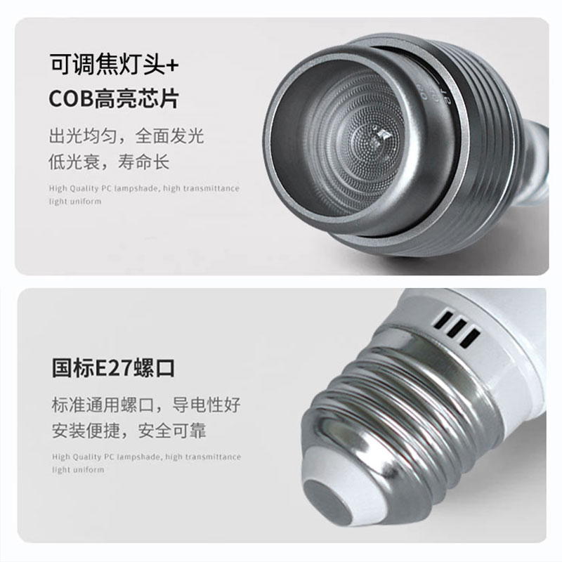 LED射灯2700k高显指e27螺口灯泡变焦餐饮火锅店餐桌聚光灯12W