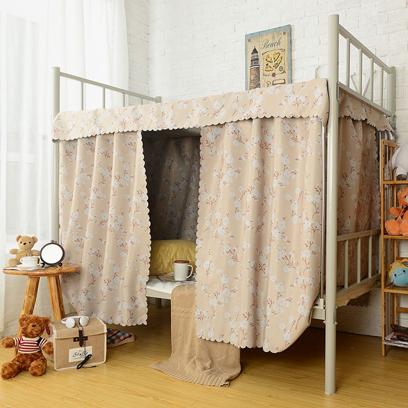 大学生寝室上下铺床帘环保物理遮光布韩式田园公主风宿舍蚊帐床幔