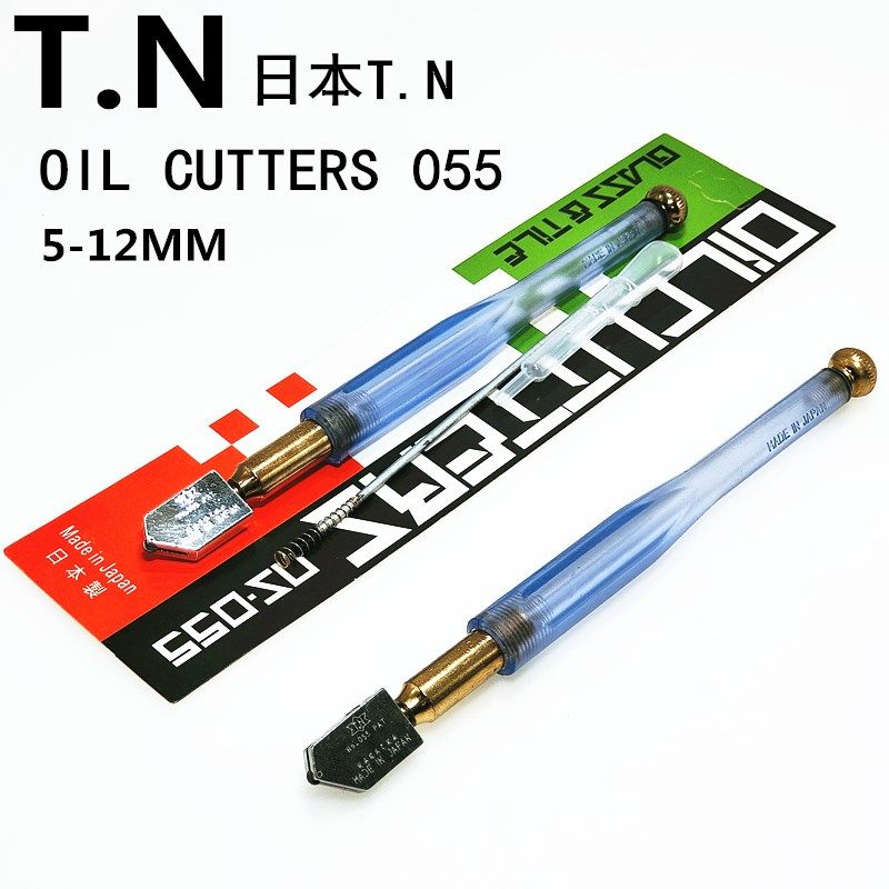 日本进口TN-055玻璃刀滚轮式划玻璃刀瓷砖切割刀纯铜头透明5-12mm