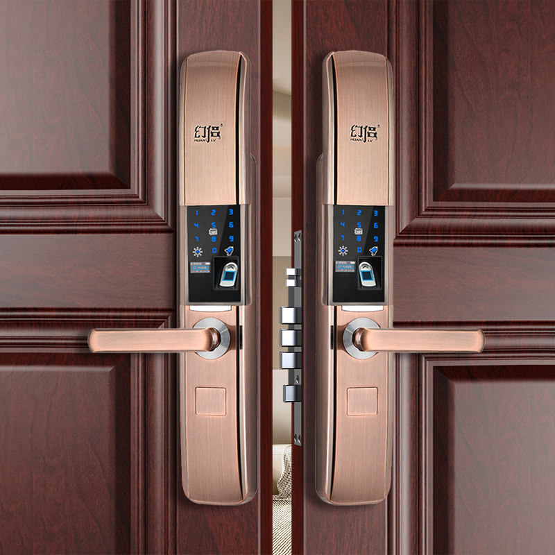 幻侣指纹锁双开门专用假面板锁副锁装饰锁全自动智能门锁通用型