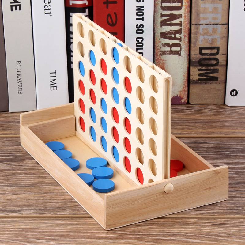 加工立体四连棋 四子游戏棋 儿童益智早教多人玩具木制盒装定制