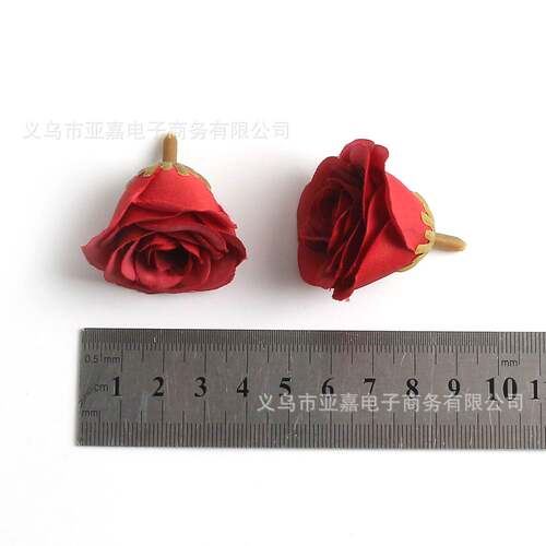 森系复古玫瑰花头婚庆装饰仿真花diy材料绢花质感4cm阳光玫瑰花朵