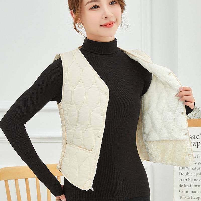 羽绒棉马甲女加绒加厚2025新款修身短款保暖内胆V领百搭背心优雅,女装/女士精品,马夹,淘宝优惠券,粉丝福利购,淘宝优惠卷